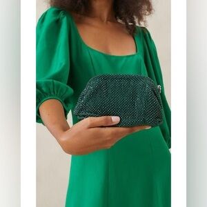 Loeffler Randall Green Embellished Doris Evening Clutch